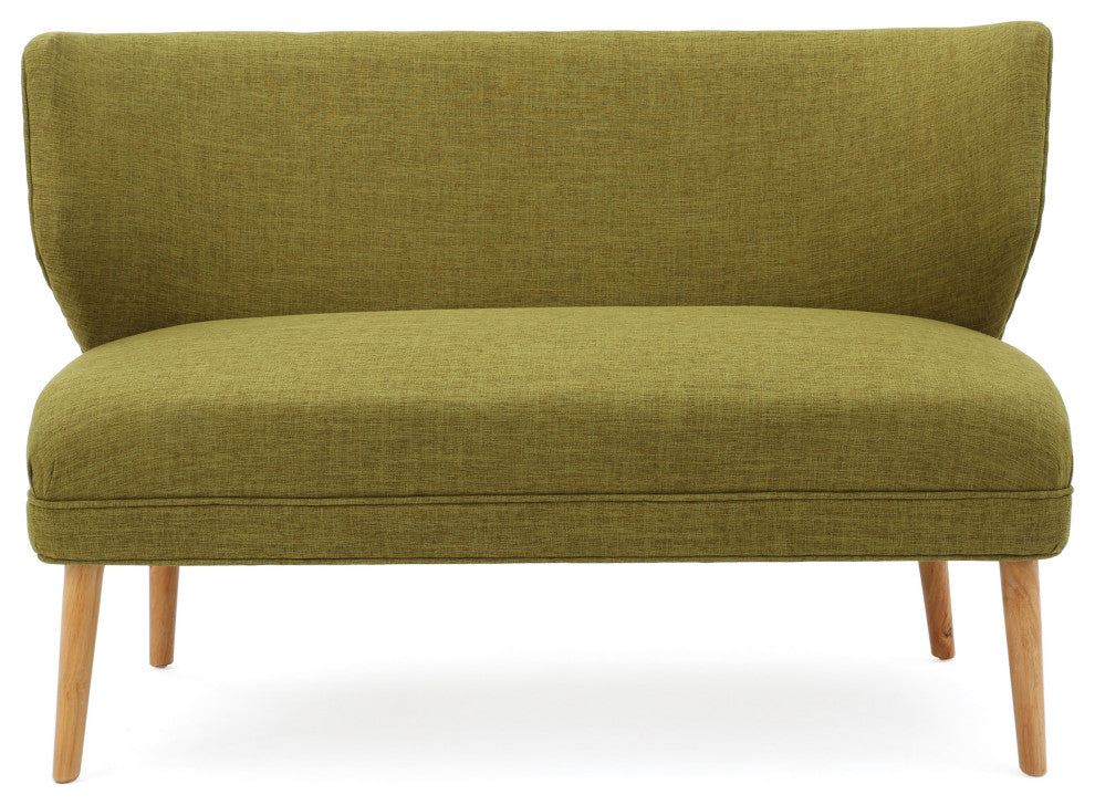 GDF Studio Dumont Mid Century Modern Fabric Loveseat Sofa Settee, Green