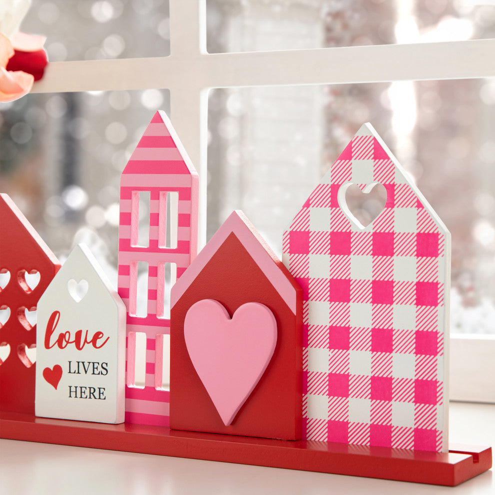 16"L  Valentine's  House Wooden Table Decor