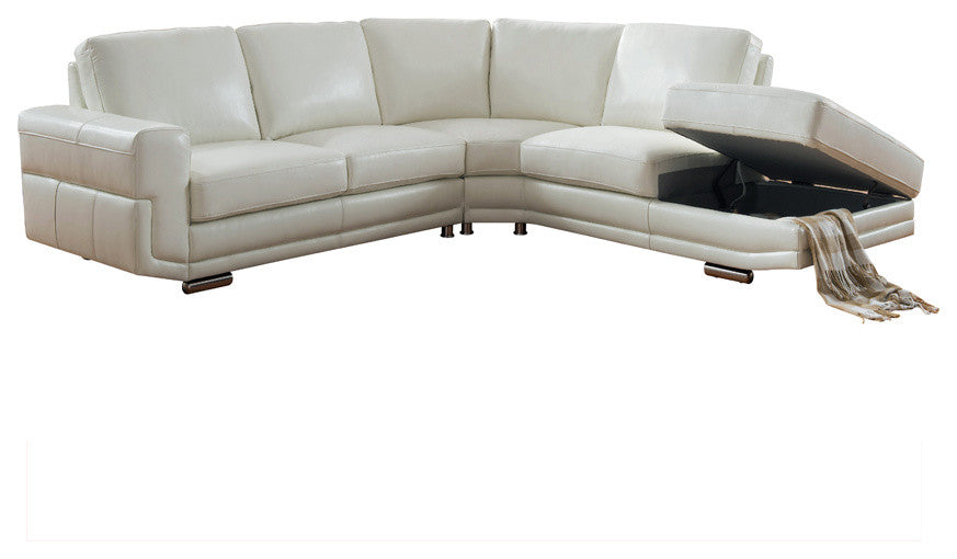 Cecile Leather Craft Sectional, Ivory White