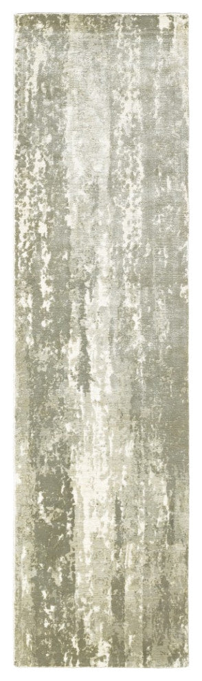 3" x 10" Gray and Ivory Abstract Splash Indoor Runner Rug