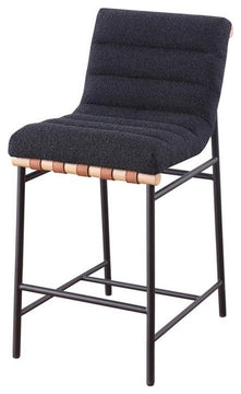 Lahni Black Boucle Fabric Counter Height Chair with Iron Leg Frame