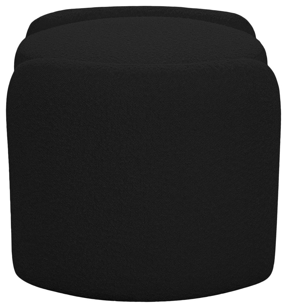 Horizon Boucle Fabric Upholstered Ottoman, Black