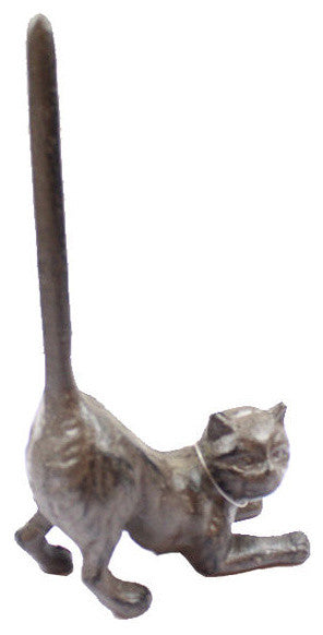 Cast Iron Cat Extra Toilet Paper Stand 10"