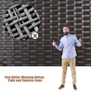 Costway 4PCS Patio Rattan Conversation Furniture Set Cushioned Seat Glass Table