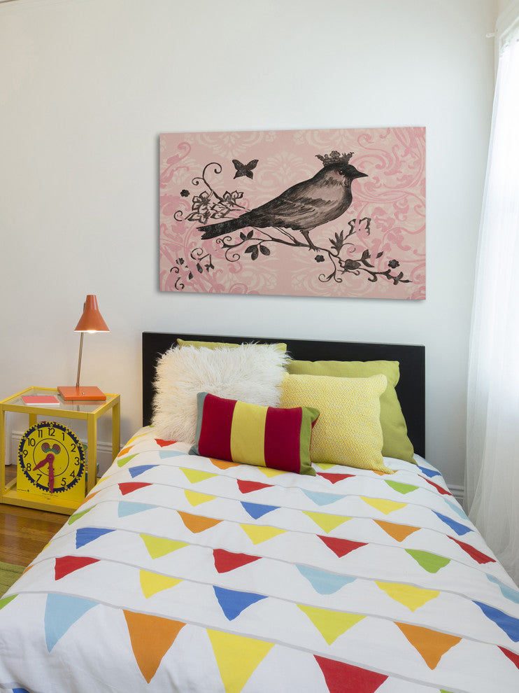 Marmont Hill, "Regal Songbird 2" by Reesa Qualia Print on Wrapped Canvas, 18x12