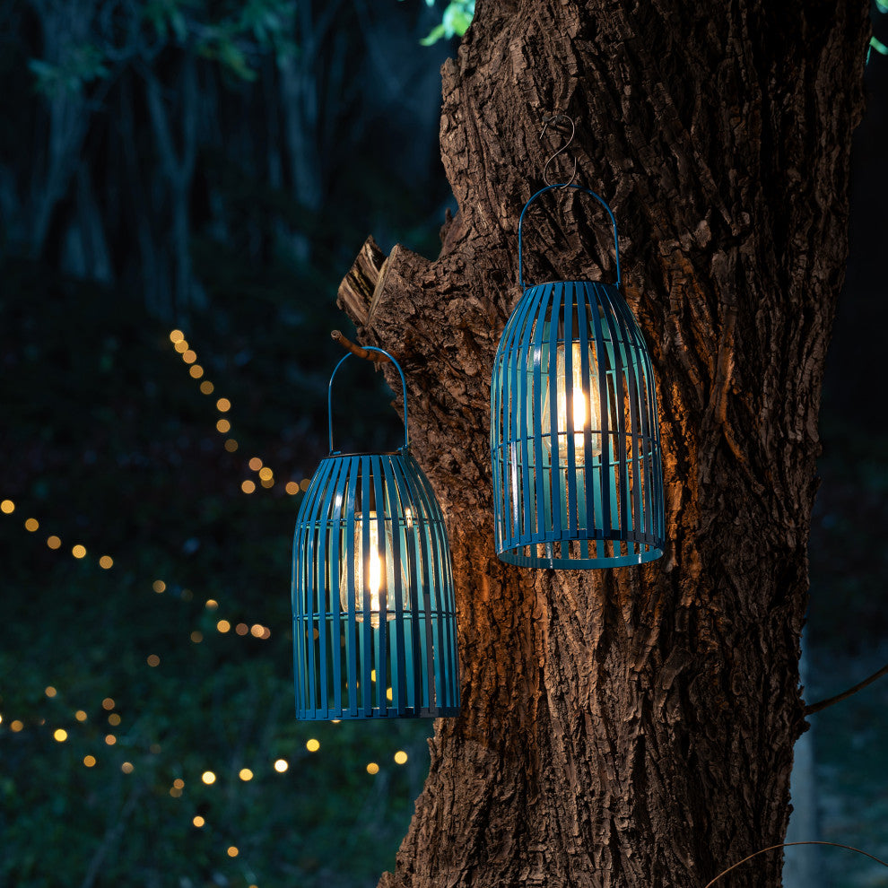 Metal Woven Solar Powered Hanging Lantern, 2-Piece Set