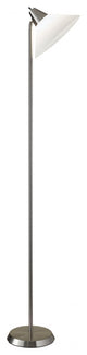 Elemental Brushed Steel Metal Torchiere With White Cone Shade