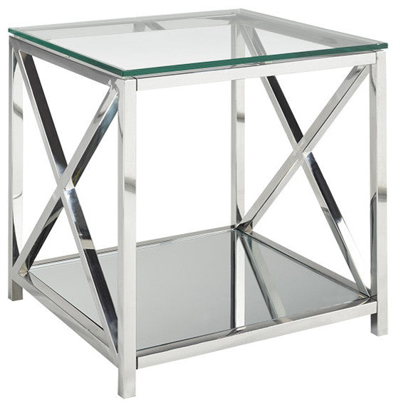 Ellen End Table, Steel and Glass