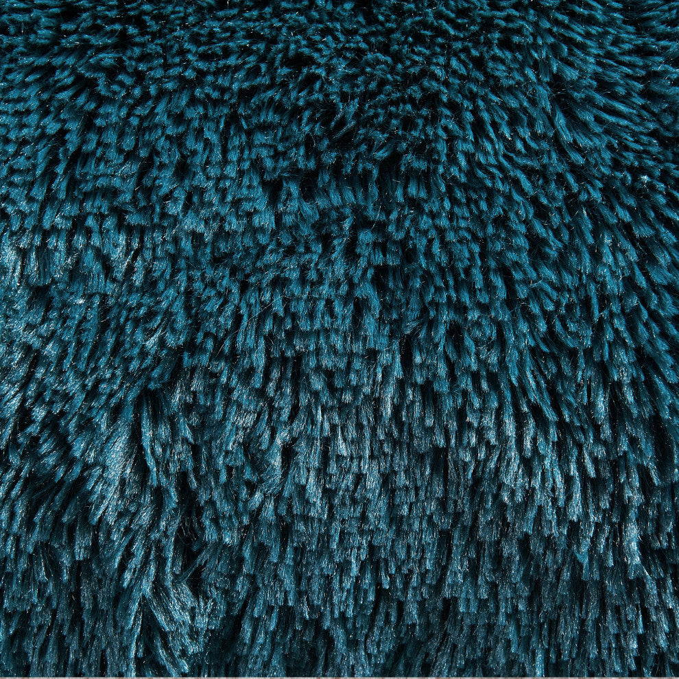 Shaggy Faux Fur Pillow Cover, Teal, Set of 2, 14"x26"