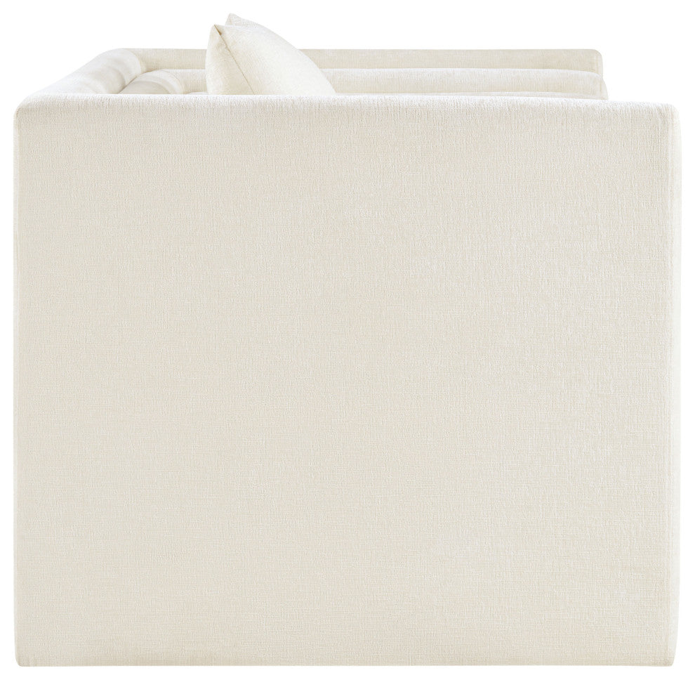 Everett Upholstered Chair, Cream, Chenille Fabric