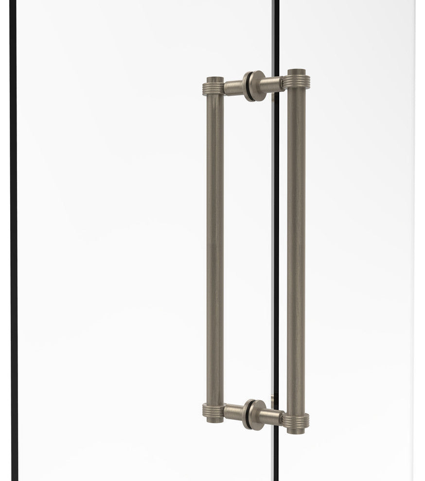 Contemporary 18" Grooved Accent Back to Back Shower Door Pull, Antique Pewter