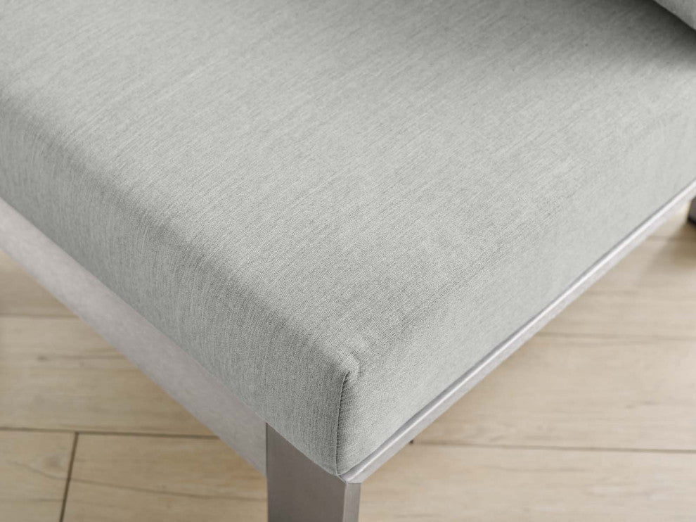 Sofa Middle Chair, Sunbrella, Fabric, Aluminum, Metal, Silver Gray, Outdoor