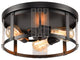 3-light Flush Mount Chandelier with Mental and Acrylic Lampshade