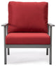 LeisureMod Walbrooke 3-Piece Patio Set With Gray Aluminum Frame and Cushions, Red