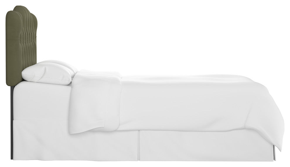 Aaron Twin Tufted Headboard, Velvet Loden