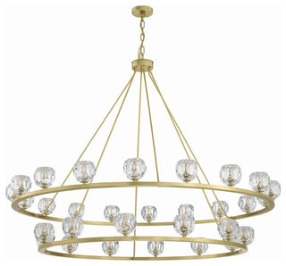 Aragon 30-Light Soft Brass Chandelier, Faceted Cut Crystal
