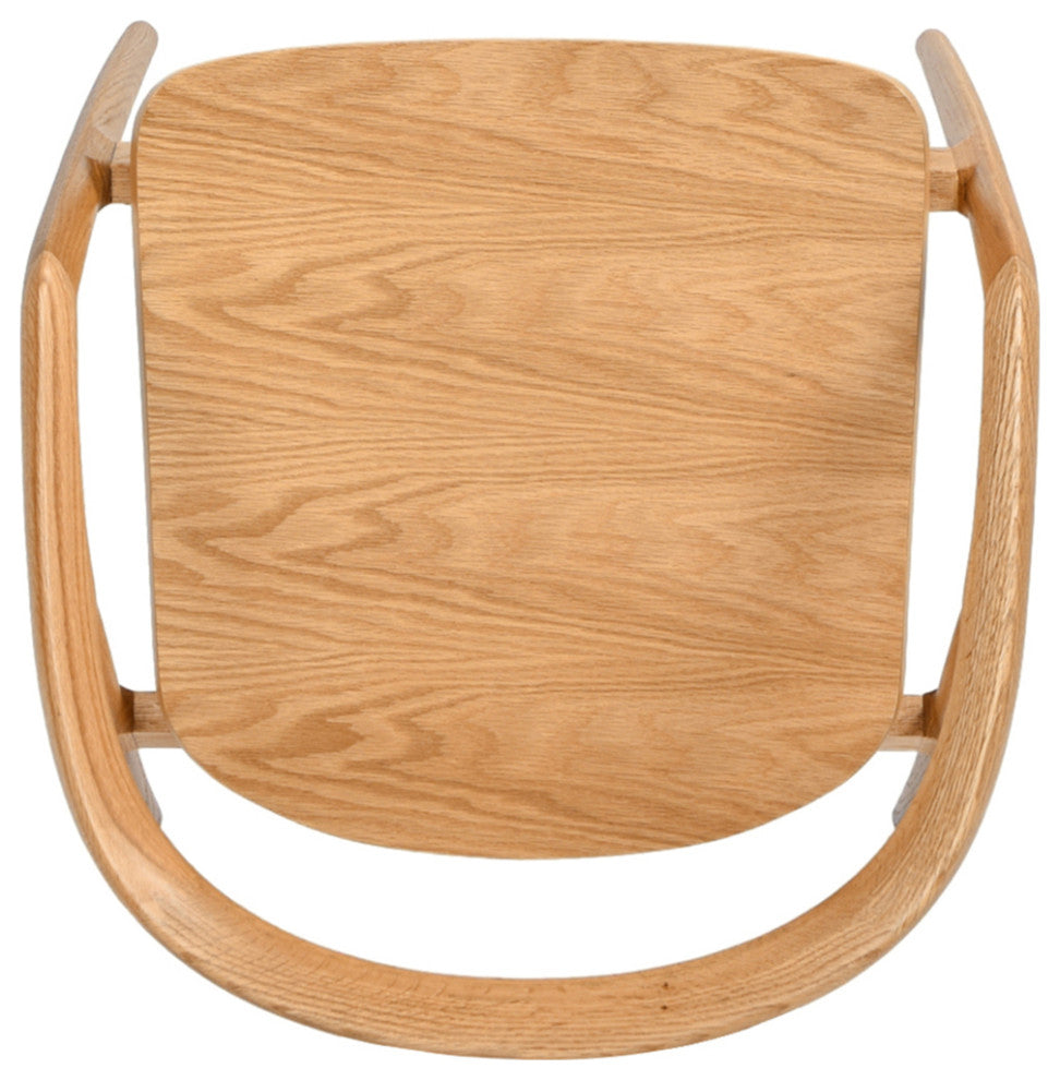 Simeon 21" Scandinavian Sculpted Oak Wood Dining Chair, Warm Natural Brown