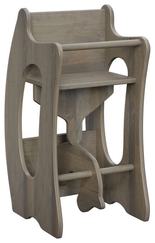 Amish Made Oak 3-in-1 Rocker High Chair and Desk Driftwood Stain