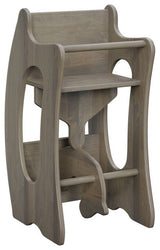 Amish Made Oak 3-in-1 Rocker, High Chair, and Desk, Driftwood Stain