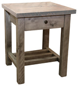 Rustic Barn Wood Style Timber Peg 1-Drawer End Table, Thunder White