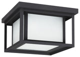 Sea Gull Lighting Hunnington 2-Lt Outdoor Flush Mount, Black, 79039EN3-12