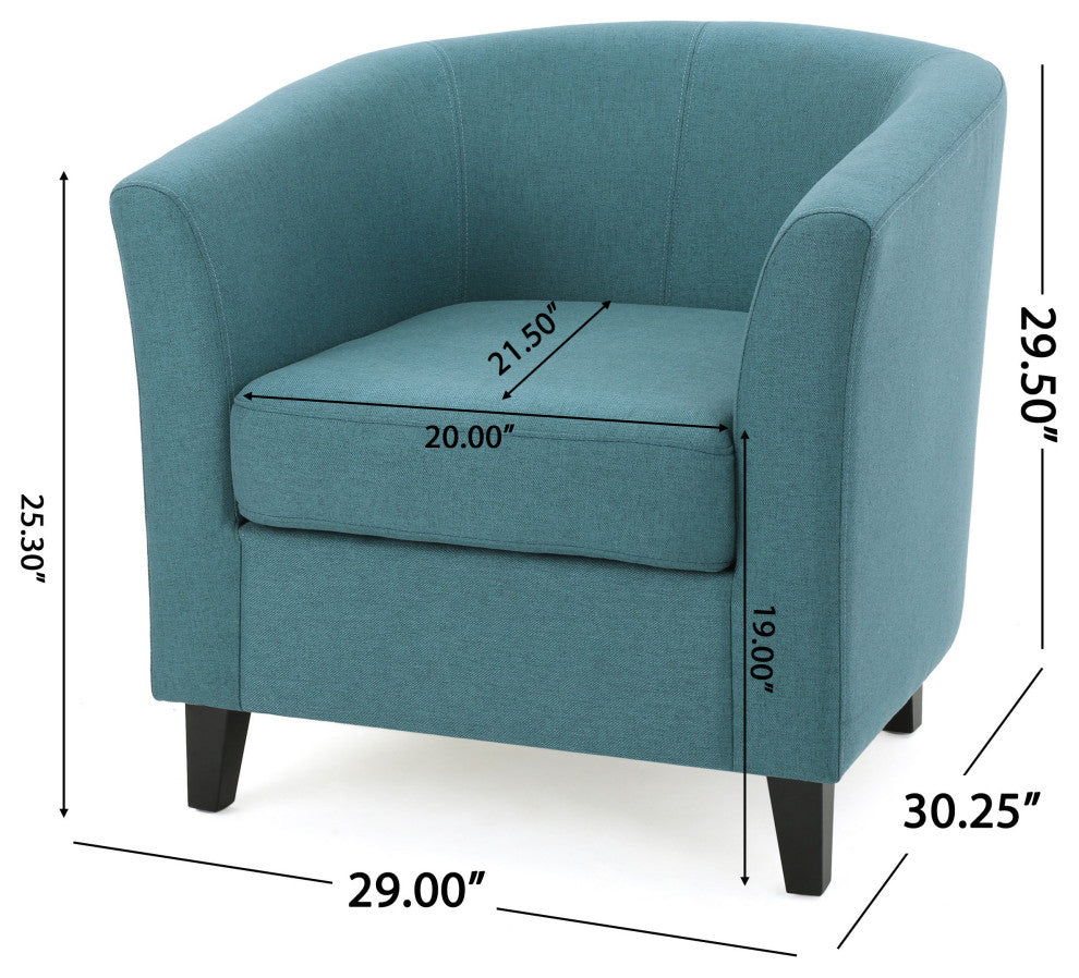 GDF Studio Prescott Tub Design Club Chair, Dark Teal Fabric