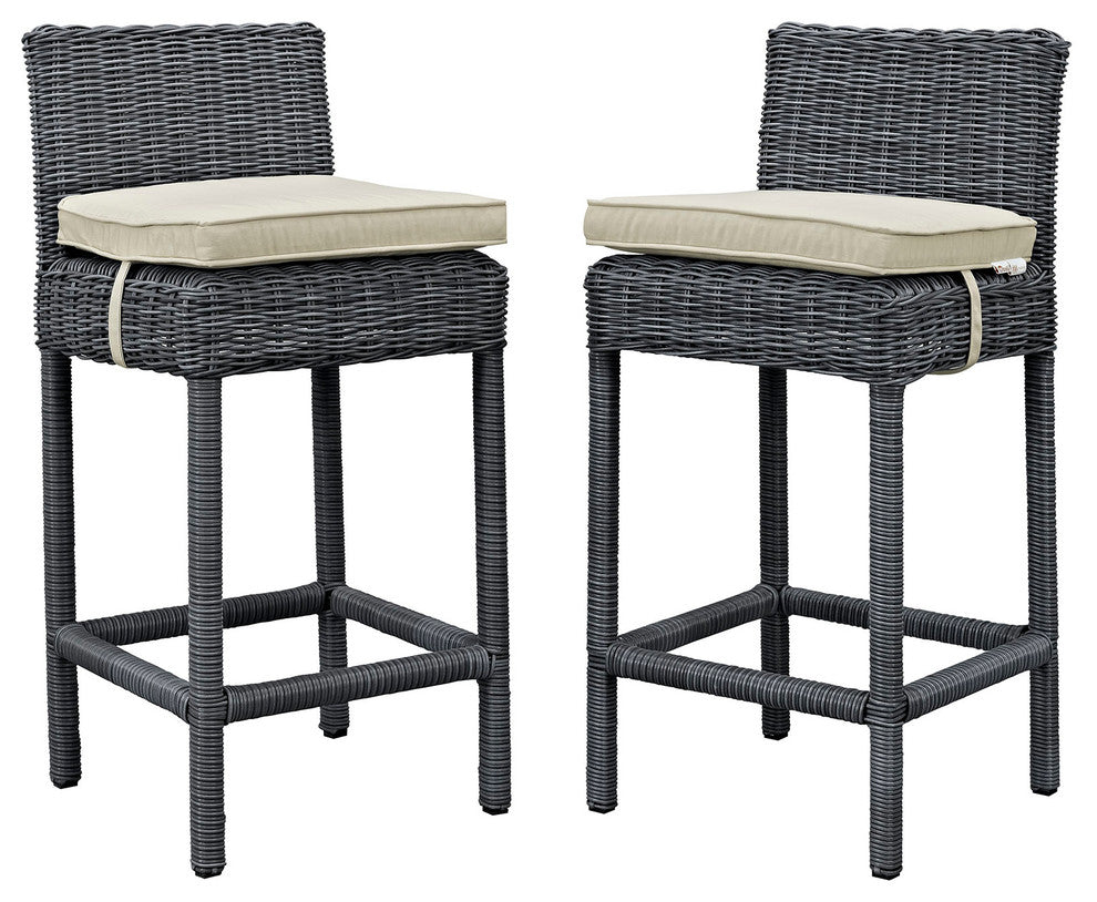 Summon Outdoor Patio Sunbrella Pub, Set of 2, Antique Canvas Beige