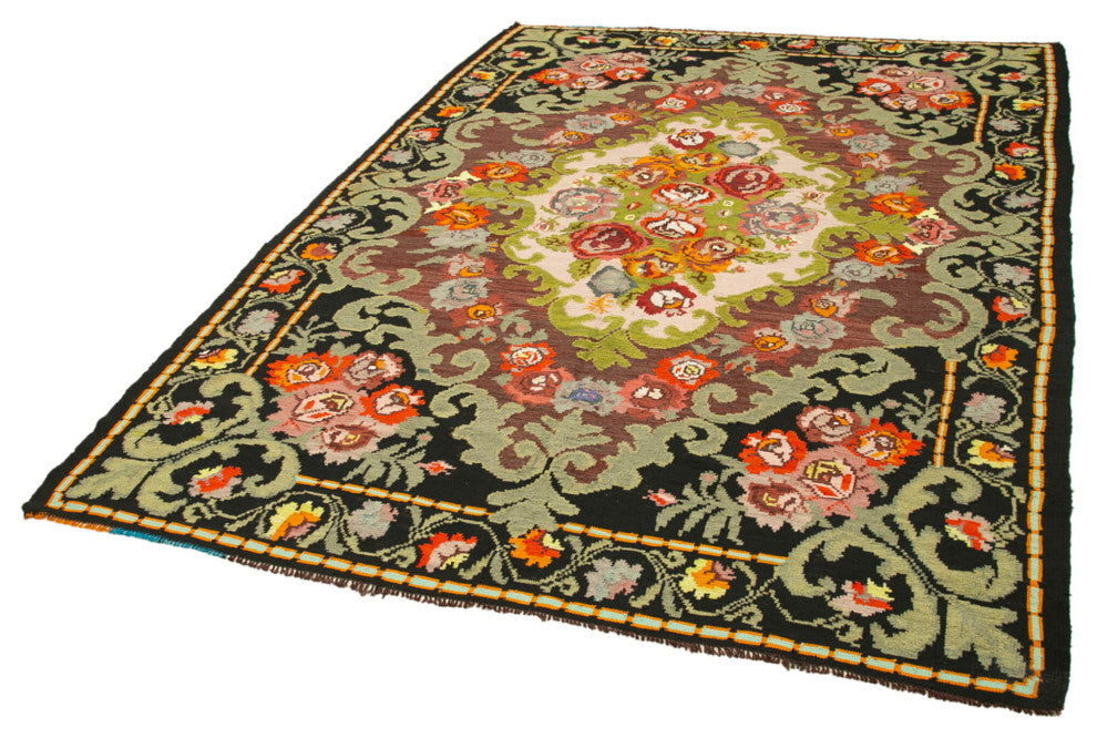 Rug N Carpet - Handmade Bessarabian 6' 7'' x 10' 0'' Antique Rose Kilim Rug