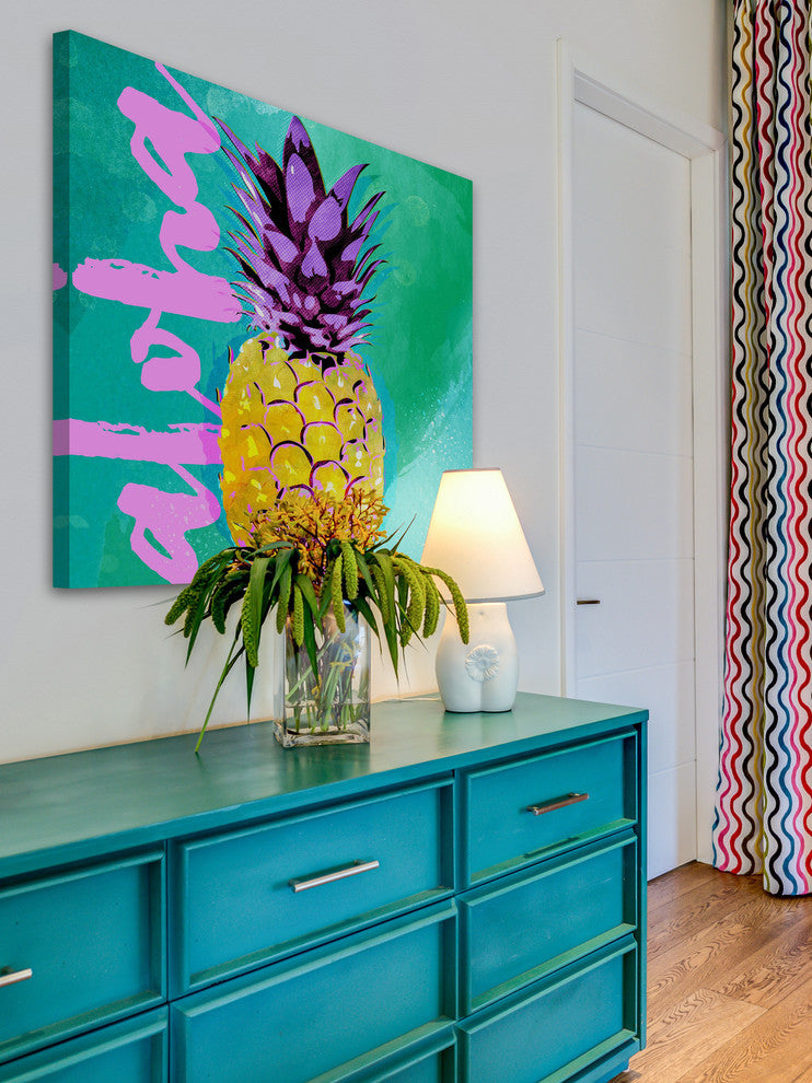 Marmont Hill, "Pineapple Aloha" by Rick Martin Painting on Wrapped Canvas, 32x32