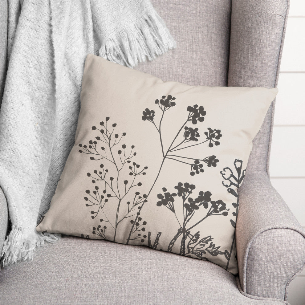 Sketched Florals 18"x18" Spun Poly Pillow