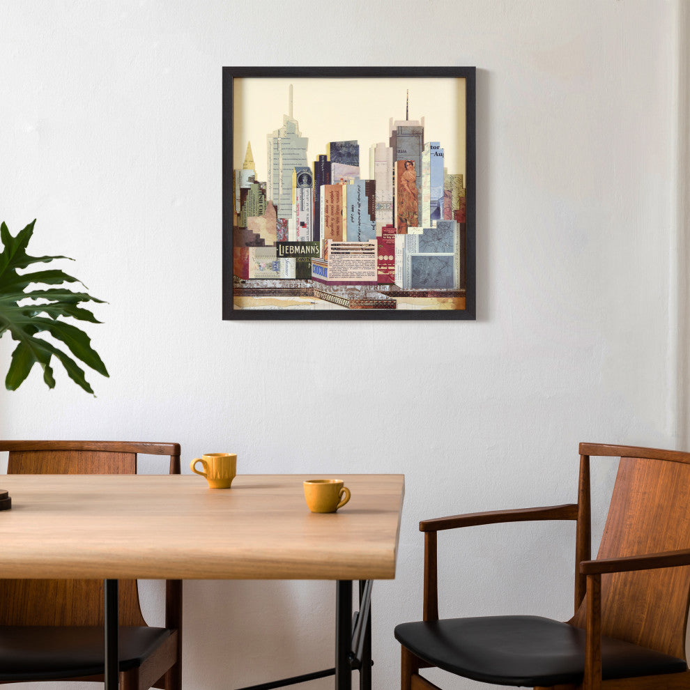 New York City B Skyline Dimensional Collage Framed Wall Art Under Glass Art