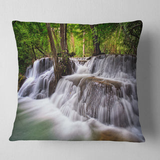 Waterfall Huai Mae Kamin Landscape Printed Throw Pillow, 16"x16"