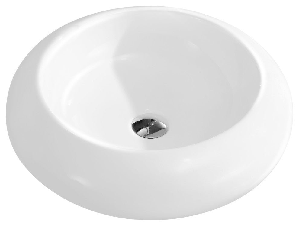 Fine Fixtures White Vitreous China Bulging Round Vessel Sink
