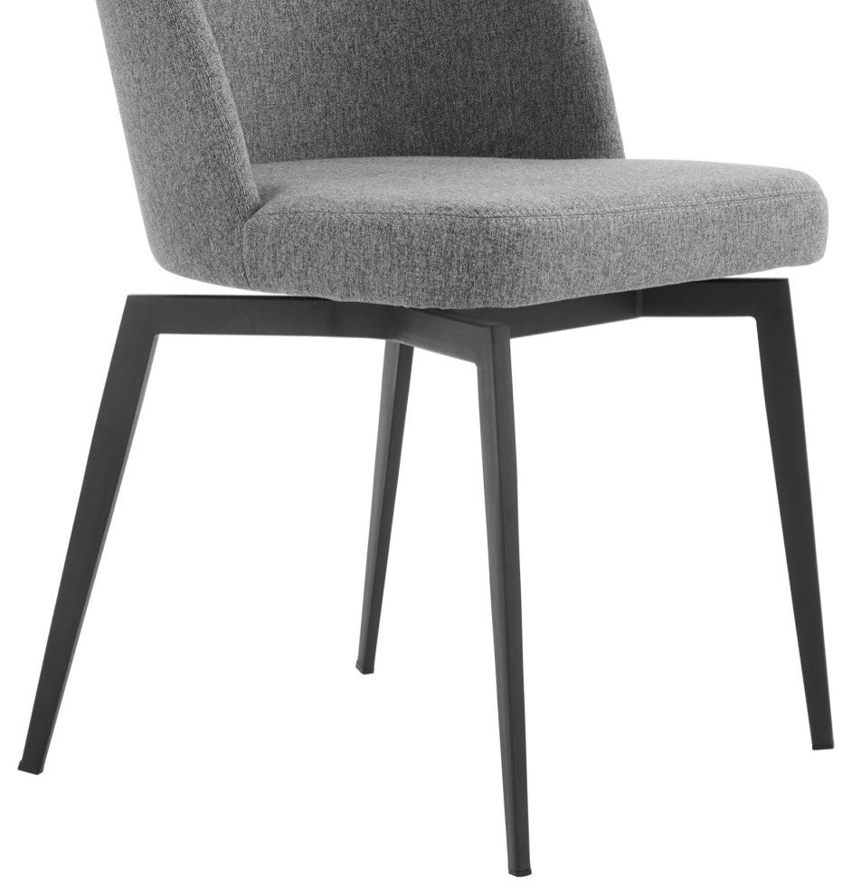 Sunny Swivel Gray Fabric and Metal Dining Room Chairs, Set of 2