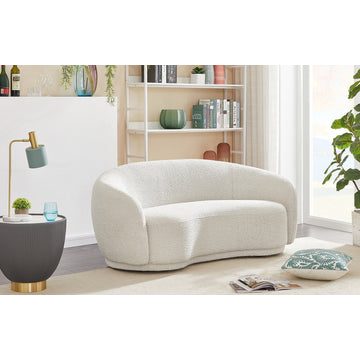 Hyde Boucle Fabric Upholstered, Cream, Loveseat