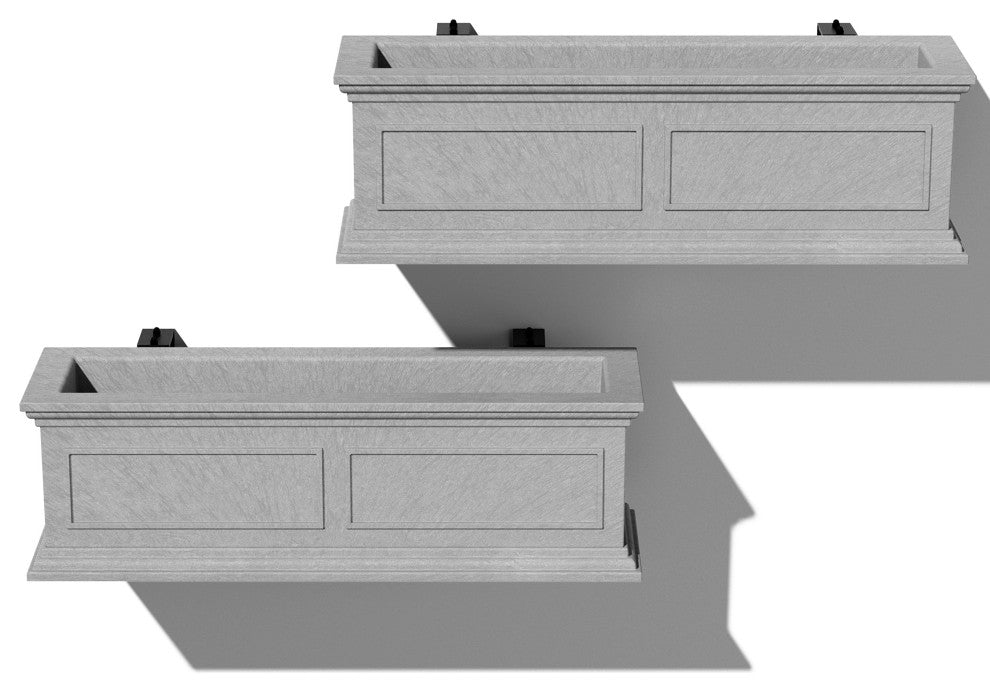 Brixton Window Box Planter With Bracket, 36", Grey, 36 Inch, 2 Pack