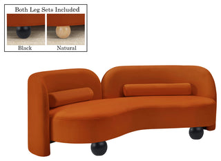 Daphne Upholstered Chair/Loveseat/Sofa, Cognac, Velvet, Sofa