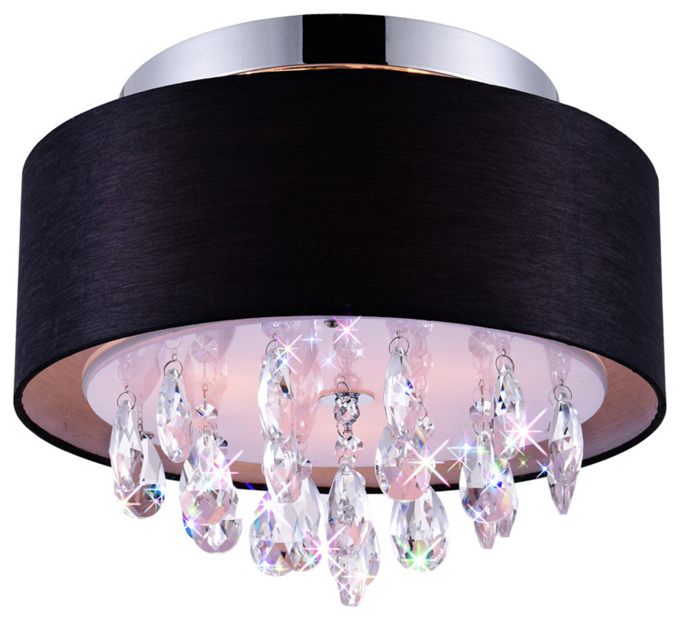 Dash Drum Shade Flush Mount, Black, 14"