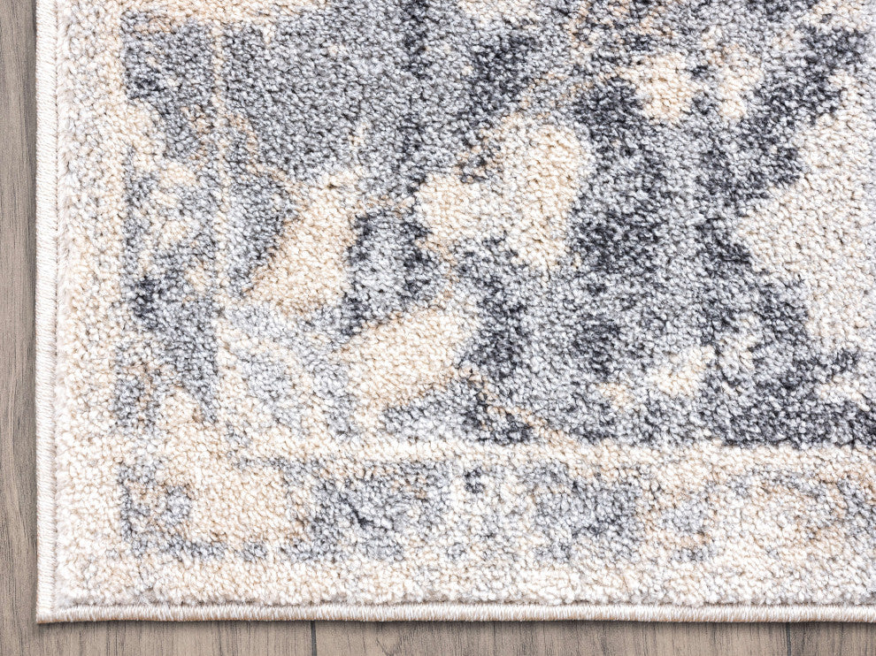 Abani Quartz QRZ190A Grey Vintage Medallion Area rug