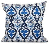 Bombay, Geometric Print Pillow, Navy Blue, 16"x16"