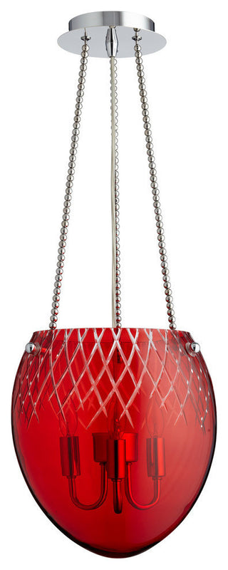 3-Light Red Etched Pendant