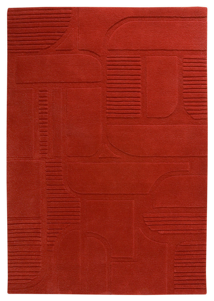 Hand Tufted Tomato Wool Area Rug, 6''6"x9''9"