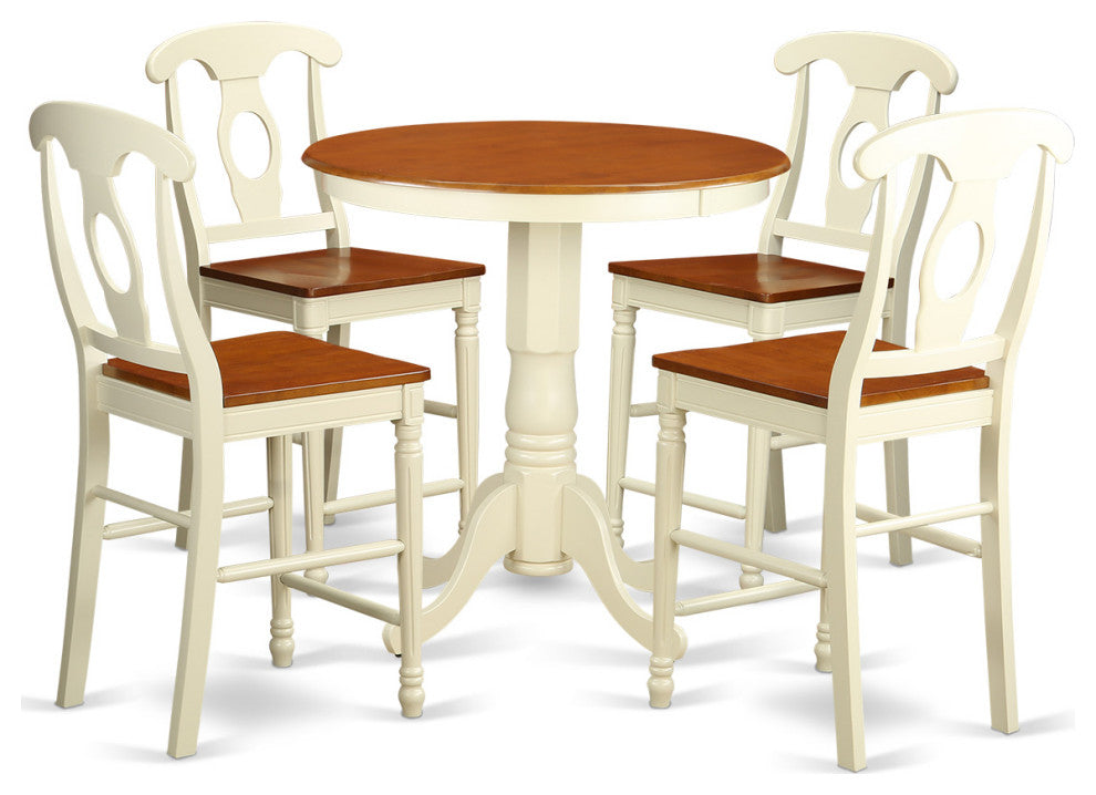 5 Pc Counter Height Table And Chair Set - Dining Table And 4 Kitchen Bar Stool