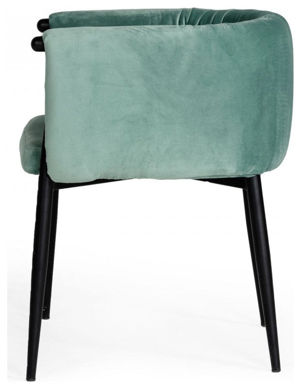 Mod Light Green and Black Velvet Dining or Side Chair