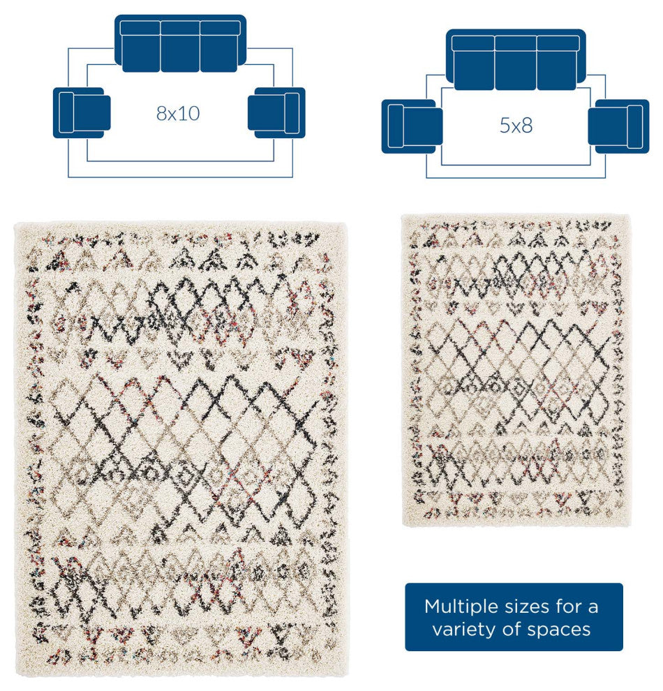 Area Rug Runner Floor Carpet, Rectangular, 5x8, Multi Colorful, Modern, Lounge