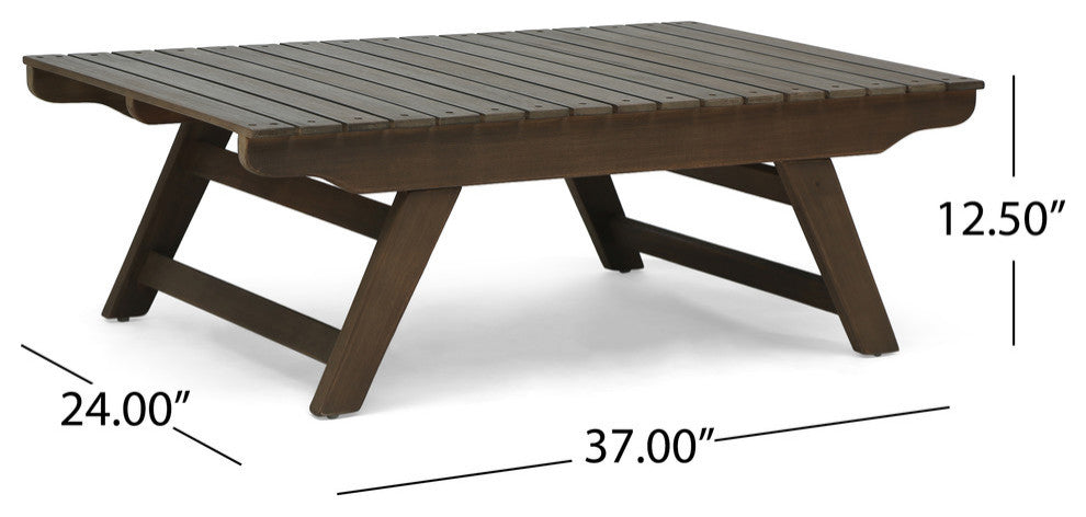 Lucy Outdoor Acacia Wood 4 Seater Chat Set, Gray, Dark Gray