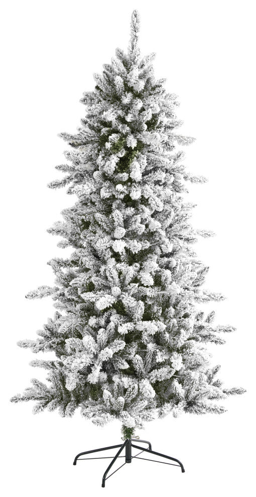 6ft. Flocked Livingston Fir Artificial Christmas Tree With Pine Cones