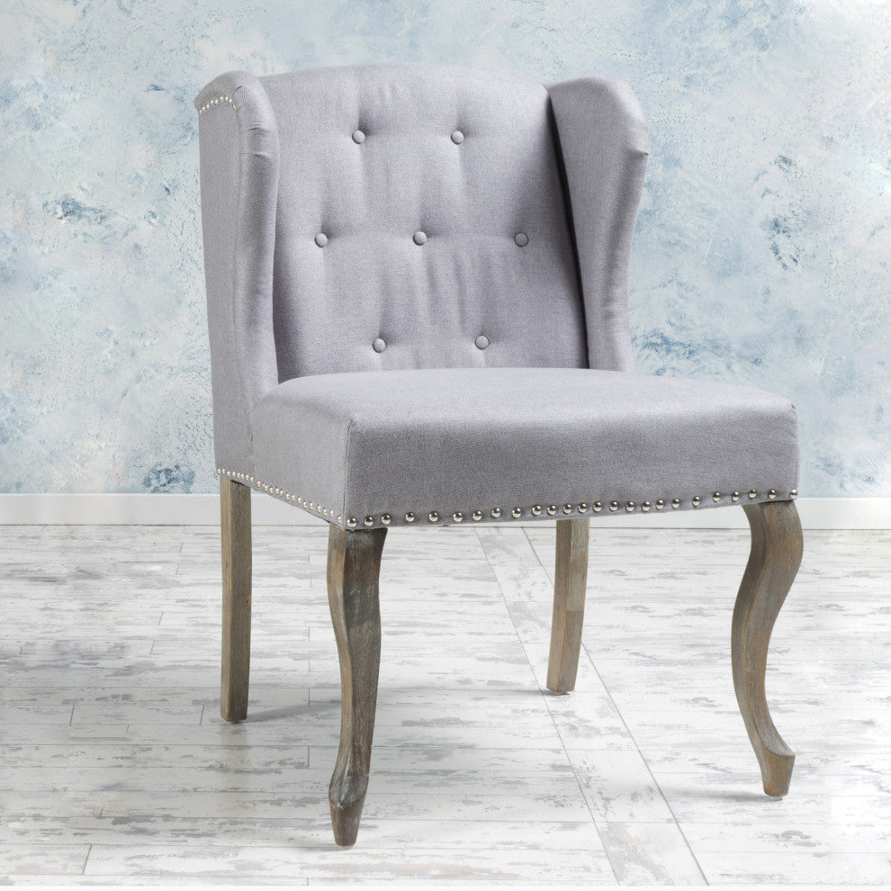 GDF Studio Asheville Modern Fabric Wingback Chair, Light Gray