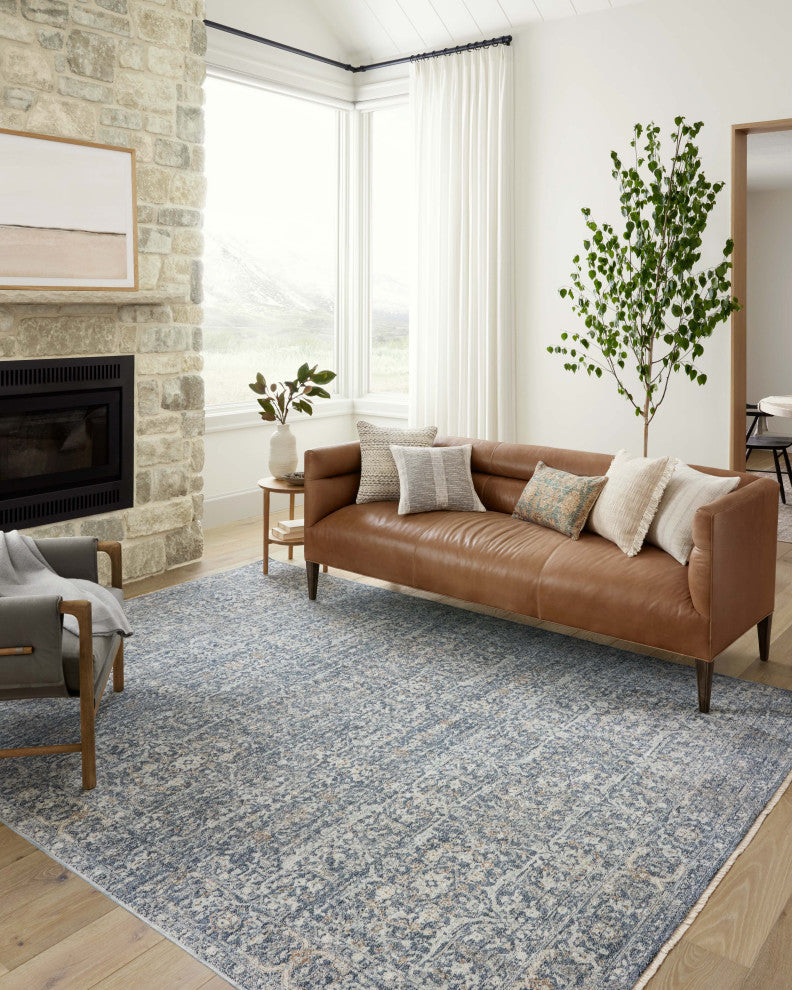 Angela Rose x Loloi Blake Denim / Taupe 7'-10" x 7'-10" Round Area Rug