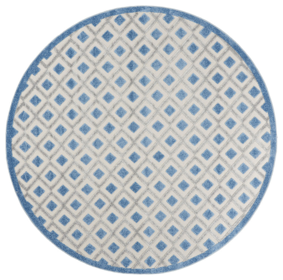 Nourison Aloha 7'10" Round Blue/Grey Modern Area Rug